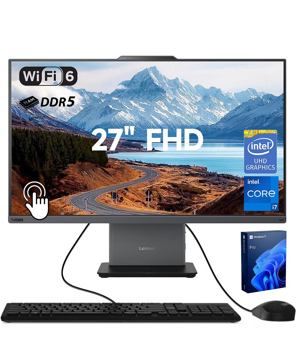 Бизнес-моноблок Lenovo ThinkCentre neo 50a 27" Intel Core i7 13620H 16 ГБ ОЗУ Intel UHD Graphics 512 ГБ SSD Windows 11 Pro FHD 100 Гц - черный