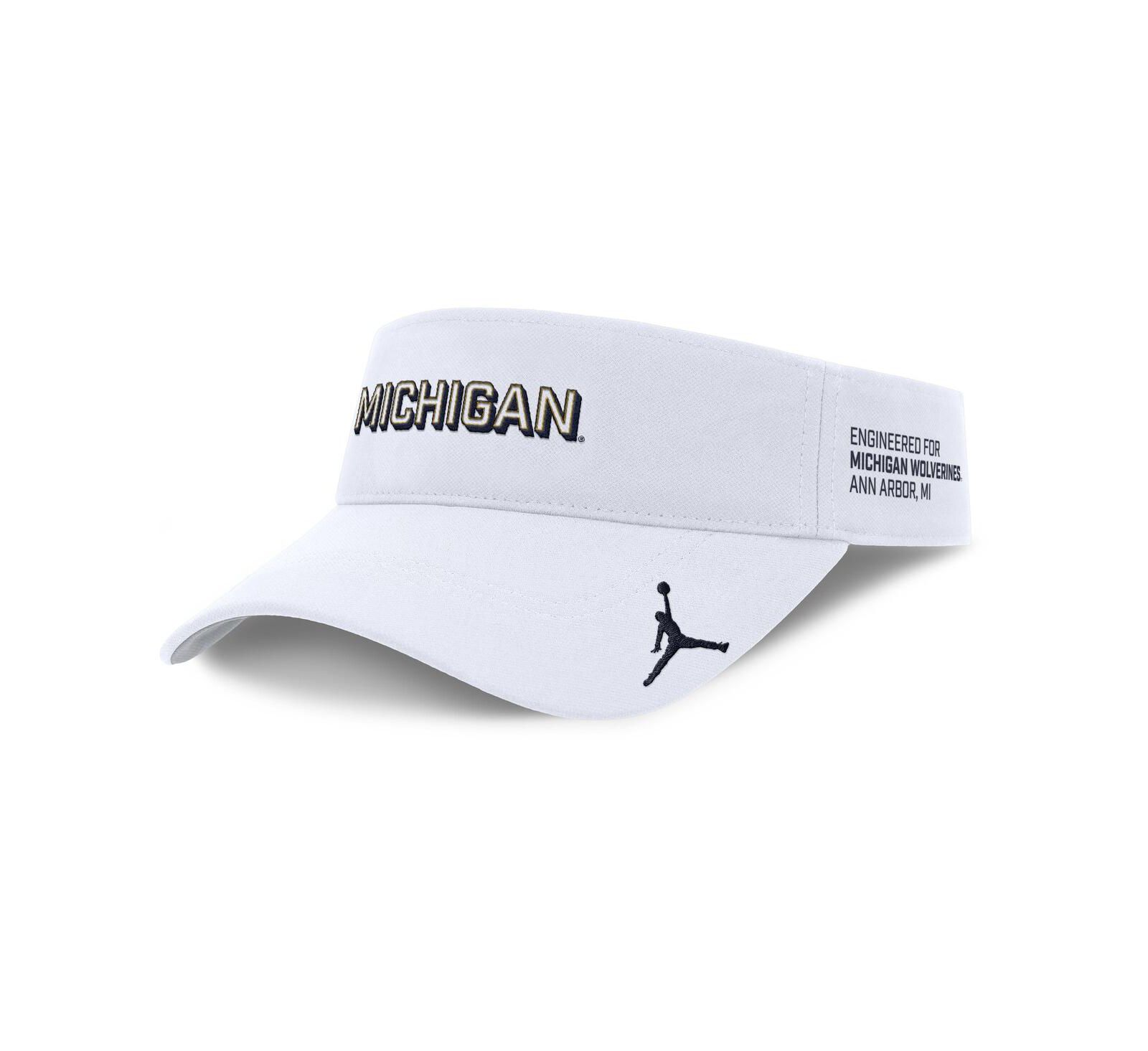 Jordan Men's White Michigan Wolverines 2025 On-Field Gameday Performance Ace Adjustable Visor Hat