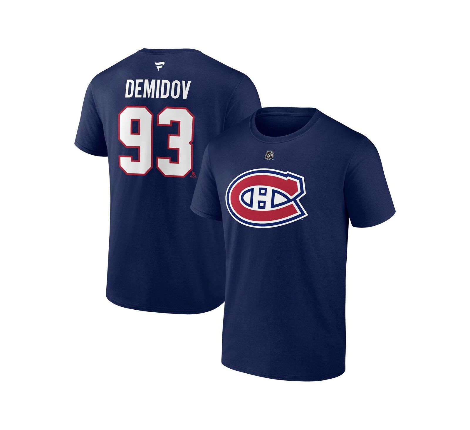 Мужская футболка Fanatics Ivan Demidov Navy Montreal Canadiens Authentic Stacked Name & Number