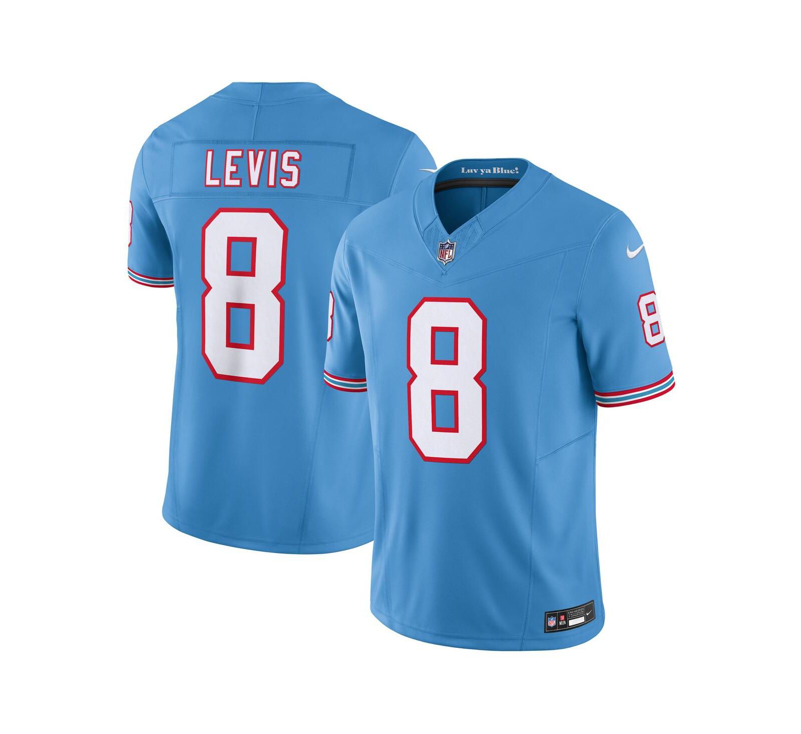Мужская джерси Nike Will Levis Light Blue Tennessee Titans Alternate Oilers Throwback Vapor F.U.S.E. Limited