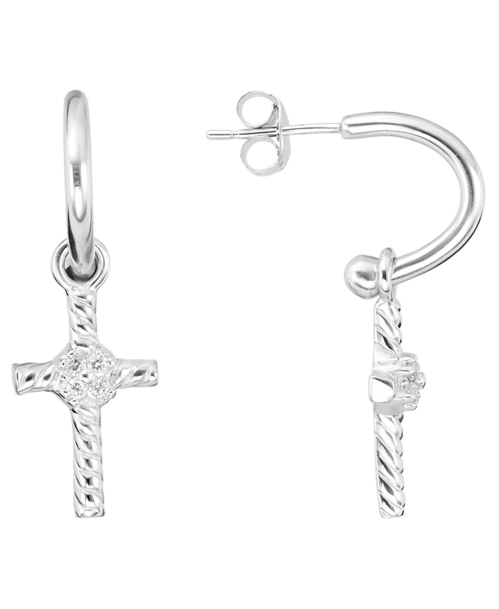 Серьги-кольца Macy's Cubic Zirconia в стерлинговом серебре (0.08 ct. t.w.)