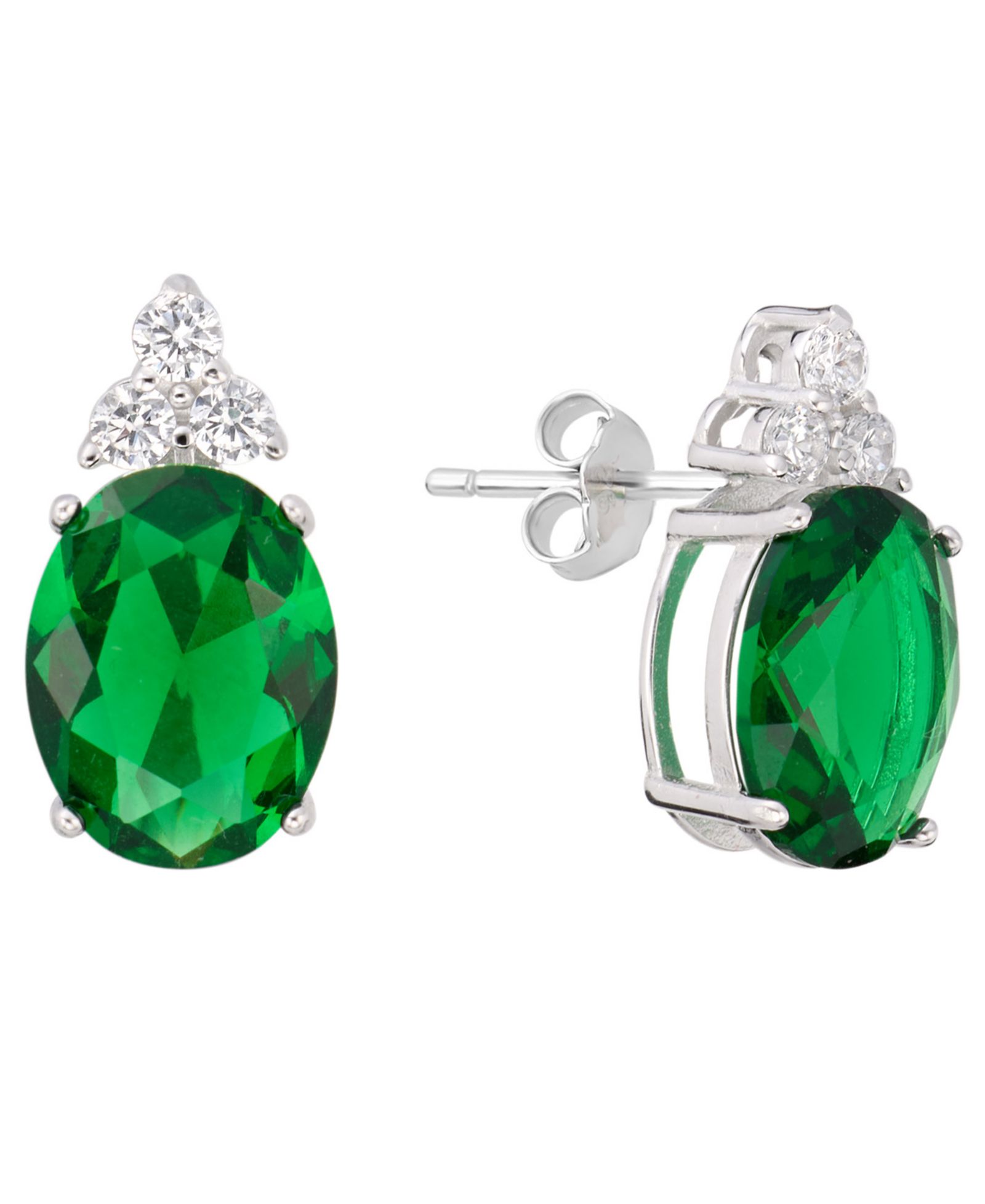 Серьги-гвоздики Macy's Crystal (0.12 ct. t.w.) и Cubic Zirconia (3.44 ct. t.w.) в стерлинговом серебре