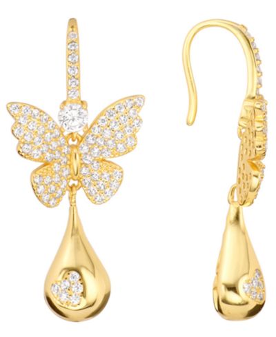 Серьги Macy's Butterfly Drop из фианитов в серебре (также доступно в 14k Gold Over Sterling Silver)