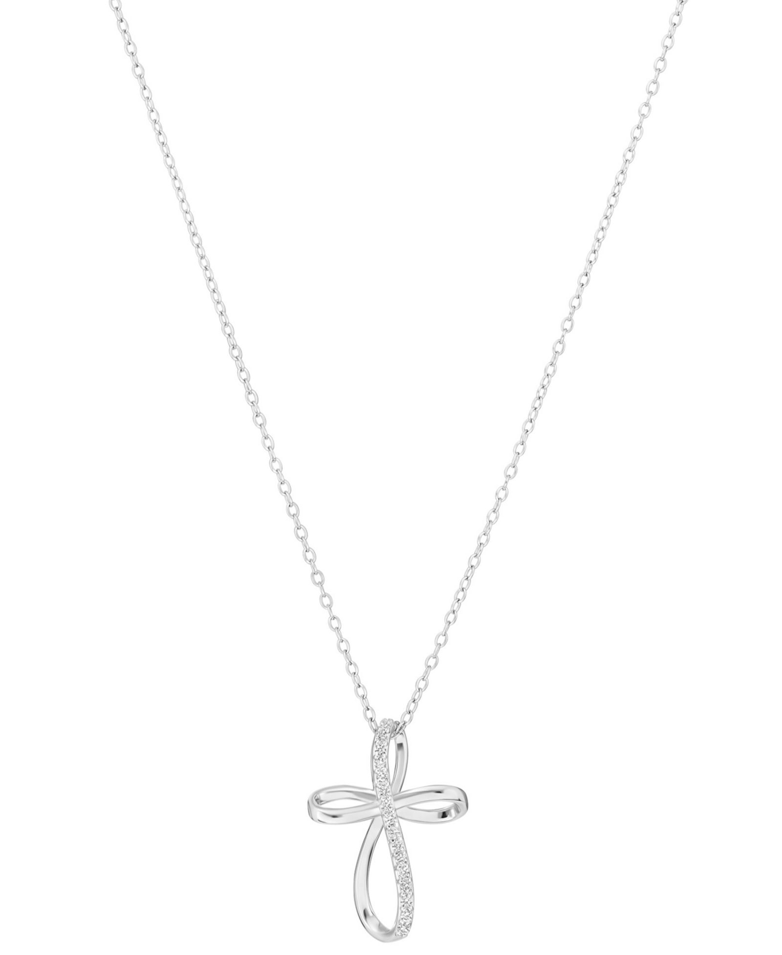 Ожерелье Cubic Zirconia Cross в Sterling Silver