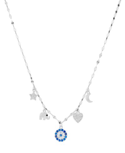 Macy's Cubic Zirconia Eye Luck Charm Pendant Necklace (0.856 ct. t.w.) in Sterling Silver (also in 14k Gold Over Sterling Silver)