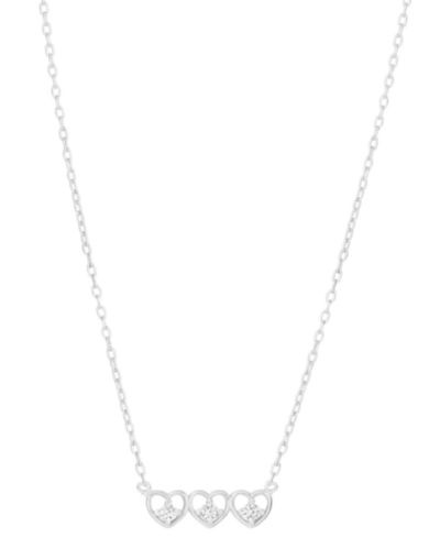 Macy's Cubic Zirconia Triple Open Heart Necklace в 14k Gold Over Sterling Silver
