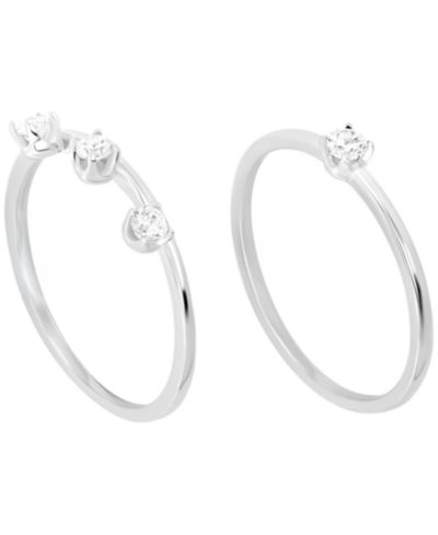 Кольца в наборе Macy's 2-Piece Cubic Zirconia Stackable (0.48 ct. t.w.) из Sterling Silver и Gold Over Sterling Silver