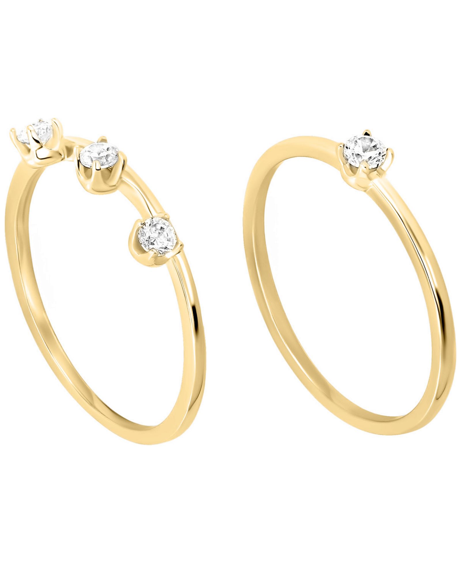 Macy's 2-Piece Cubic Zirconia Stackable Ring Set (0.48 ct. t.w.) in Sterling Silver and Gold Over Sterling Silver