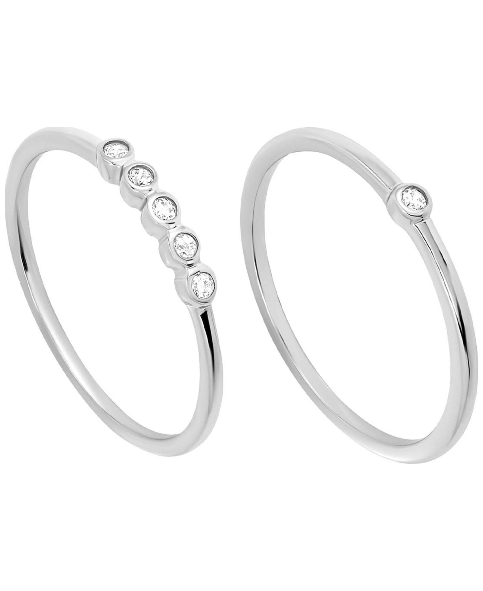 Macy's 2-Piece Cubic Zirconia Stackable Ring Set (0.17 ct. t.w.) in Sterling Silver and Gold over Sterling Silver