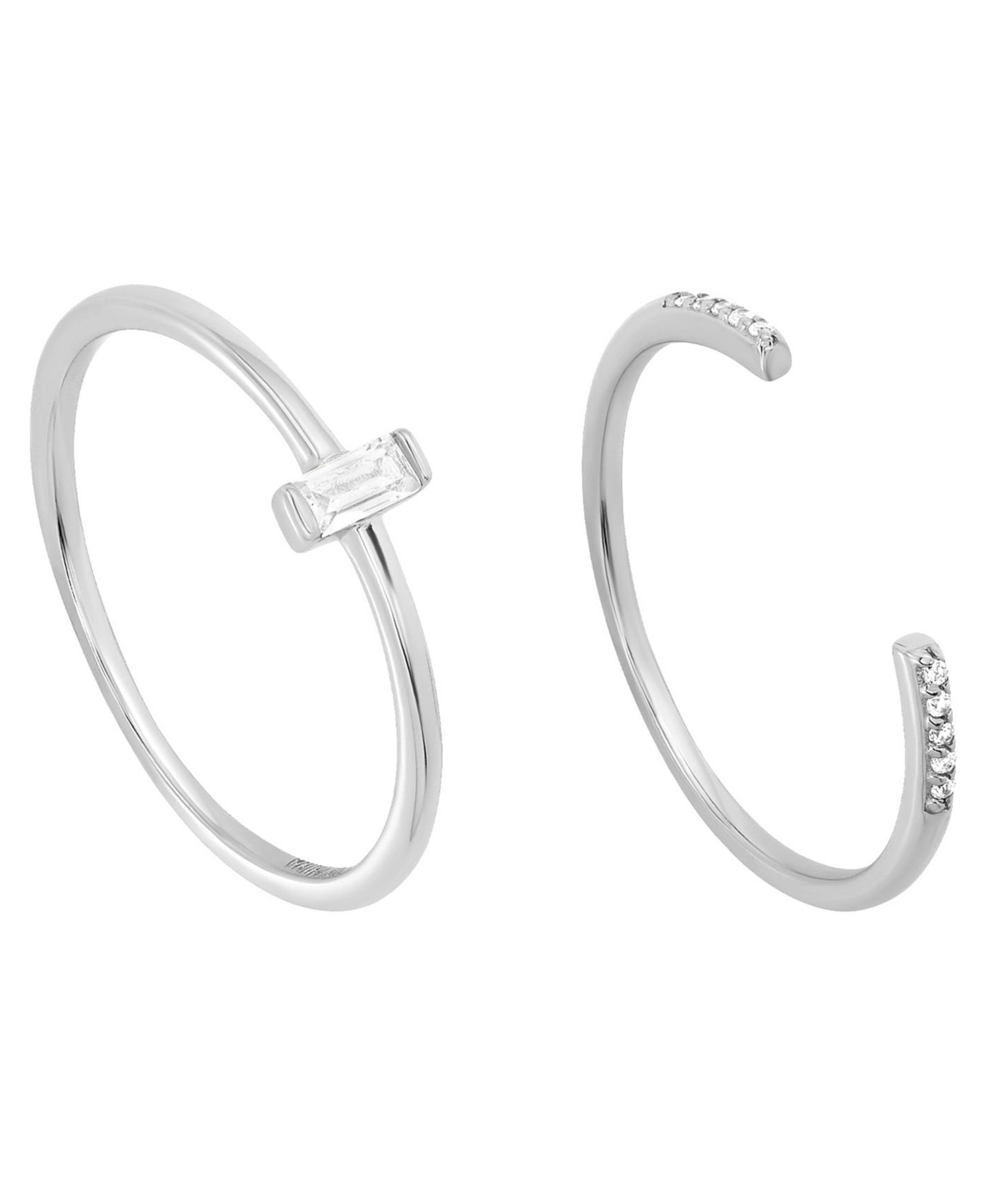 Macy's 2-Piece Cubic Zirconia Open Stackable Ring Set (0.23 ct. t.w.) in Sterling Silver and Gold Over Sterling Silver