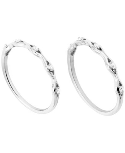 Комплект из 2 колец с кубическим цирконием в серебряном цвете (0.15 ct. t.w.)