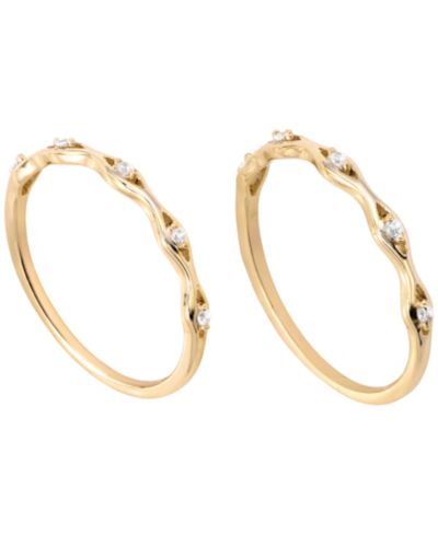 Комплект из 2 колец Cubic Zirconia Macy's в золоте поверх Sterling Silver (0.15 ct. t.w.)