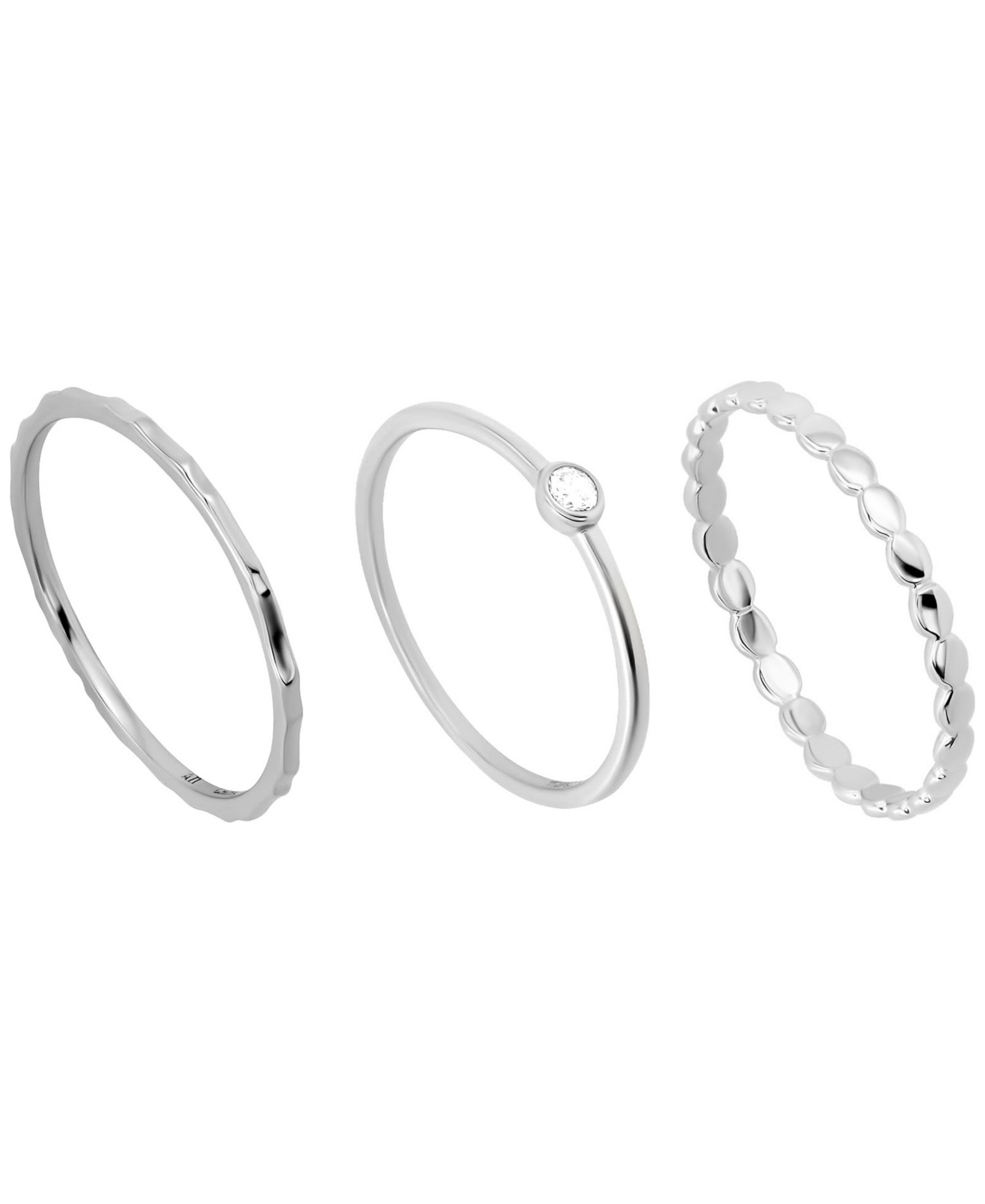 Комплект колец Macy's 3-Piece Cubic Zirconia Hammered Ring Set in Sterling Silver