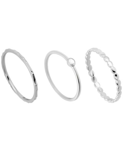 Комплект колец Macy's 3-Piece Cubic Zirconia Hammered Ring Set in Sterling Silver
