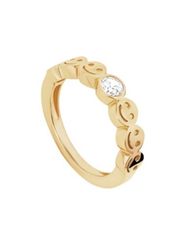 Macy's Sterling Silver Cubic Zirconia Smiley Face Band Ring