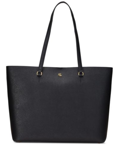 Большая сумка-тоут Lauren Ralph Lauren Karly Crosshatch Leather