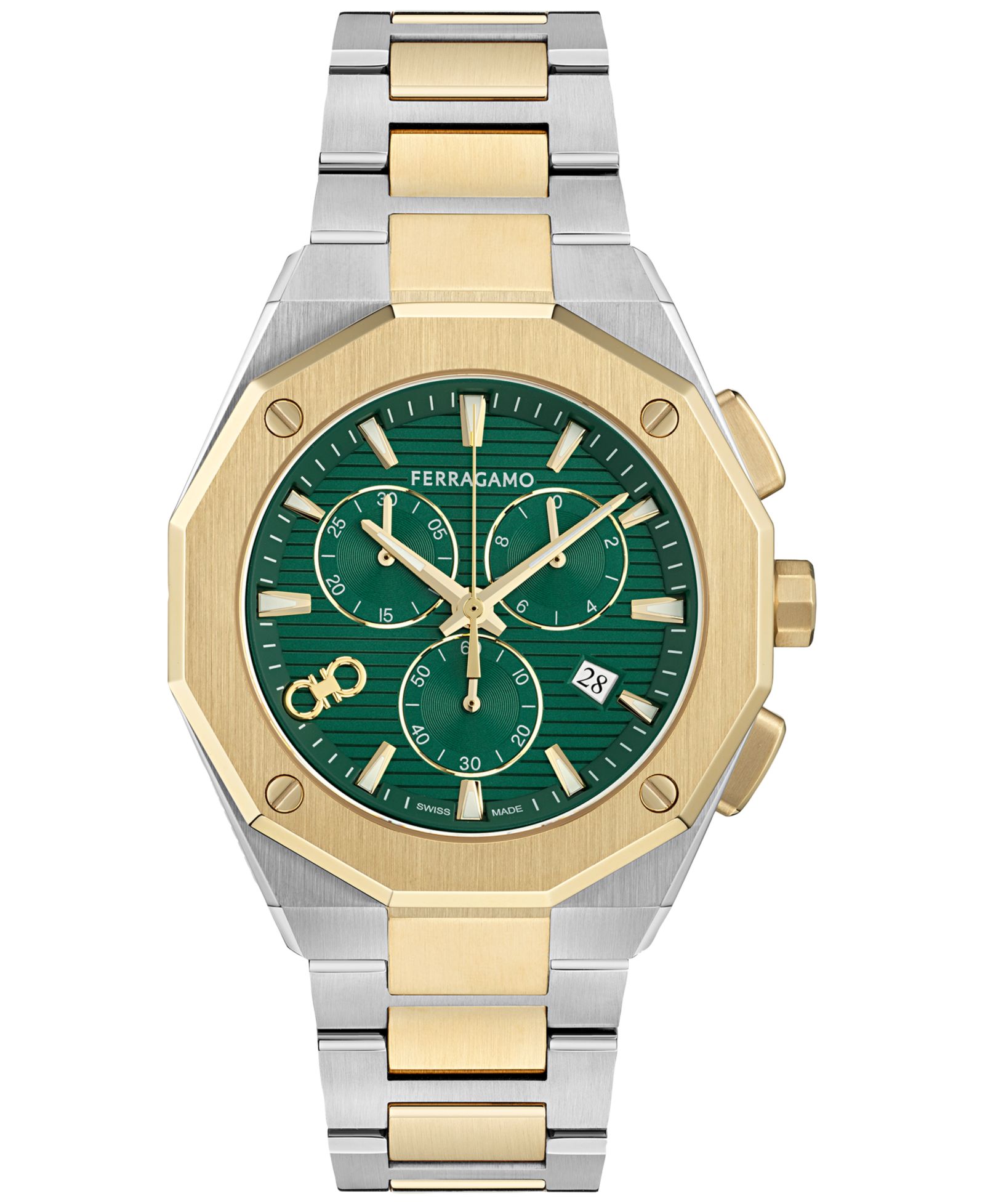 Мужские часы Ferragamo Swiss Chronograph Edge Two-Tone Stainless Steel Bracelet 42mm