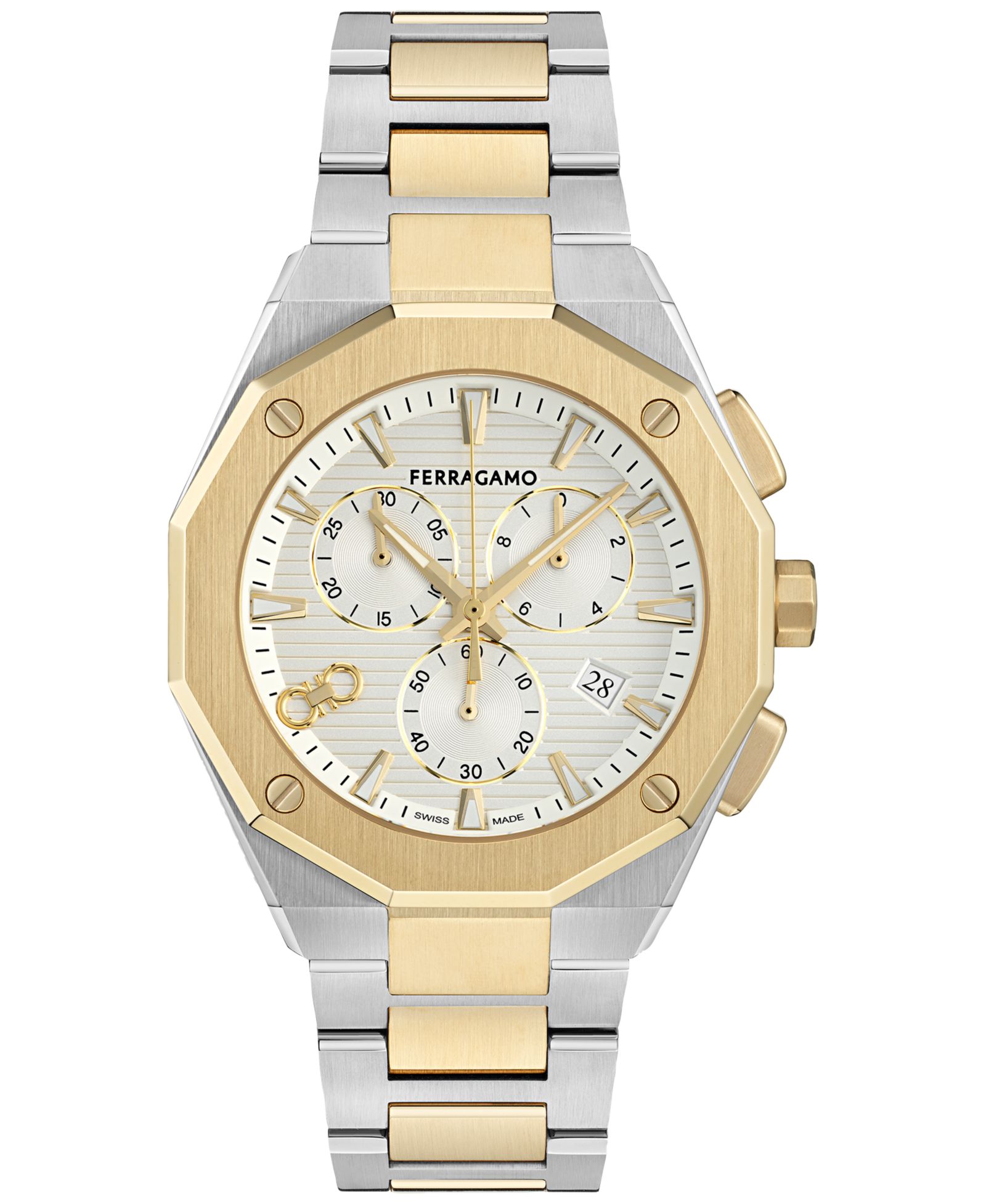 Мужские часы Ferragamo Swiss Chronograph Edge Two-Tone Stainless Steel Bracelet 42mm
