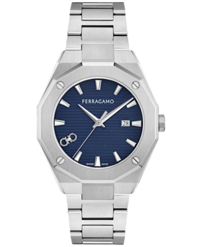 Ferragamo Men's Swiss Edge Stainless Steel Bracelet Watch 40mm