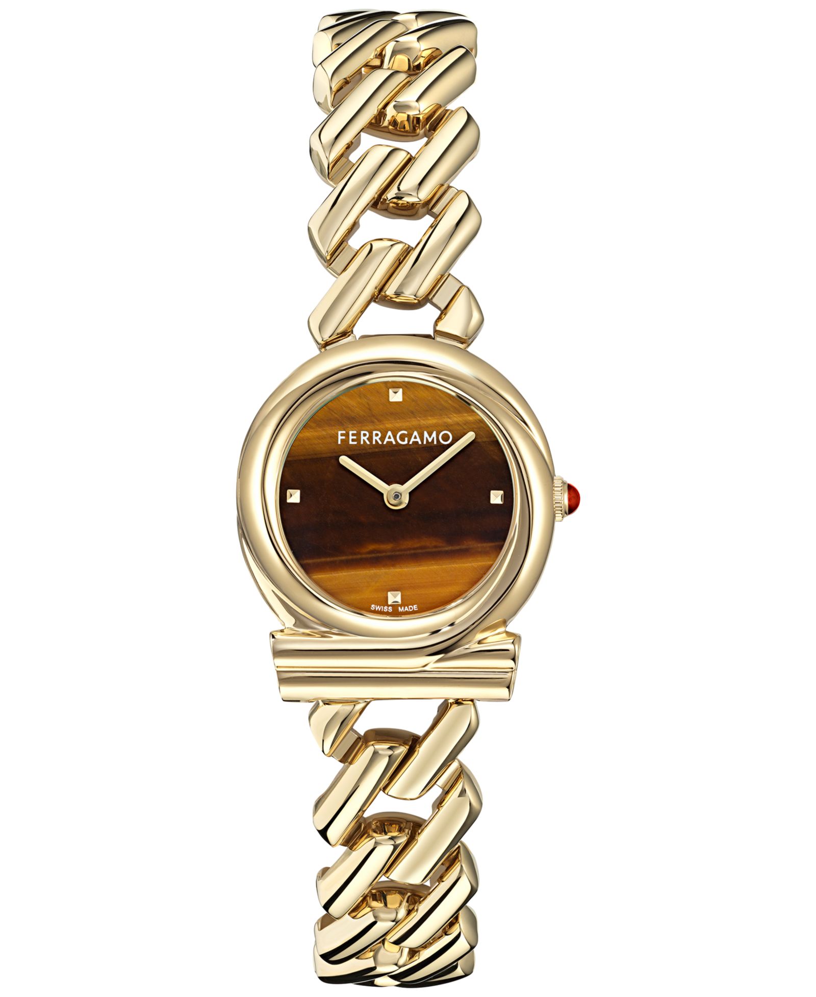 Женские часы Ferragamo Swiss Gancini Twisted Chain Gold Ion Plated 28mm