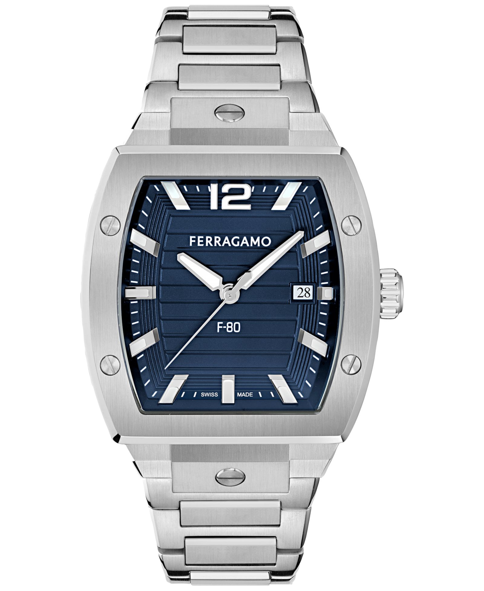 Часы Ferragamo Men's Swiss F-80 Tonneau Stainless Steel Bracelet 42mm