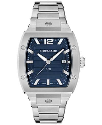 Часы Ferragamo Men's Swiss F-80 Tonneau Stainless Steel Bracelet 42mm