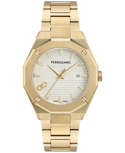 Ferragamo мужские швейцарские часы Swiss Edge с золотым ионным покрытием, браслет, 40 мм