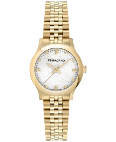 Ferragamo Женские часы Ferragamo Swiss Duo Diamond Gold Ion Plated 28mm