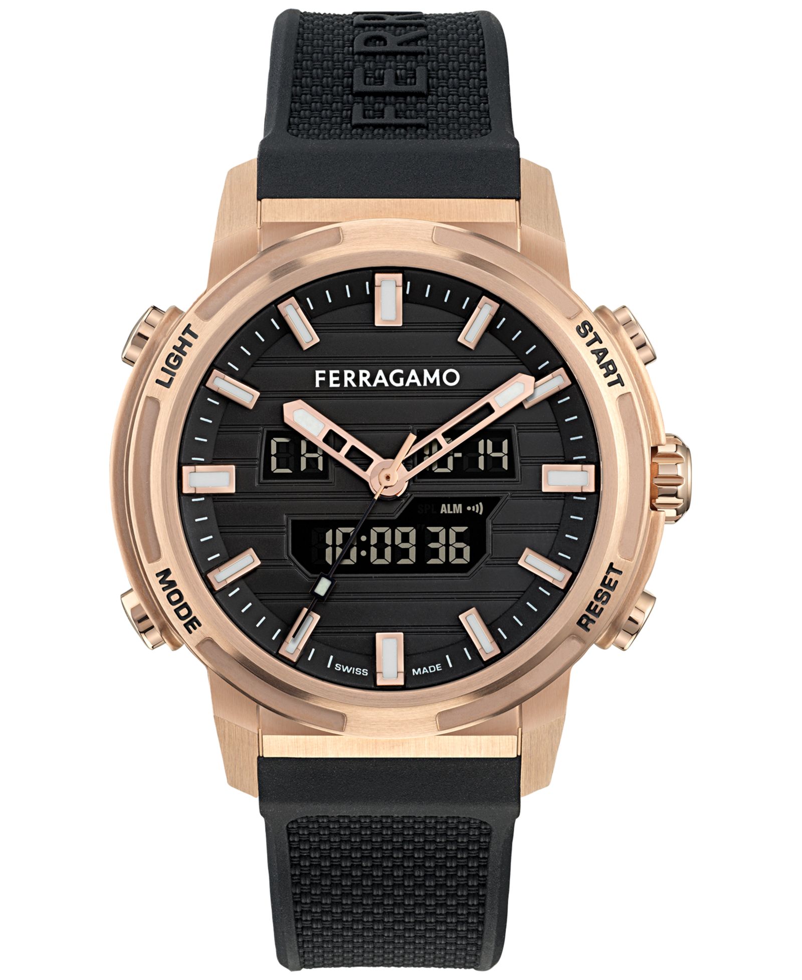 Мужские часы Ferragamo Sport Anadigit Black Digital Dial, 43mm