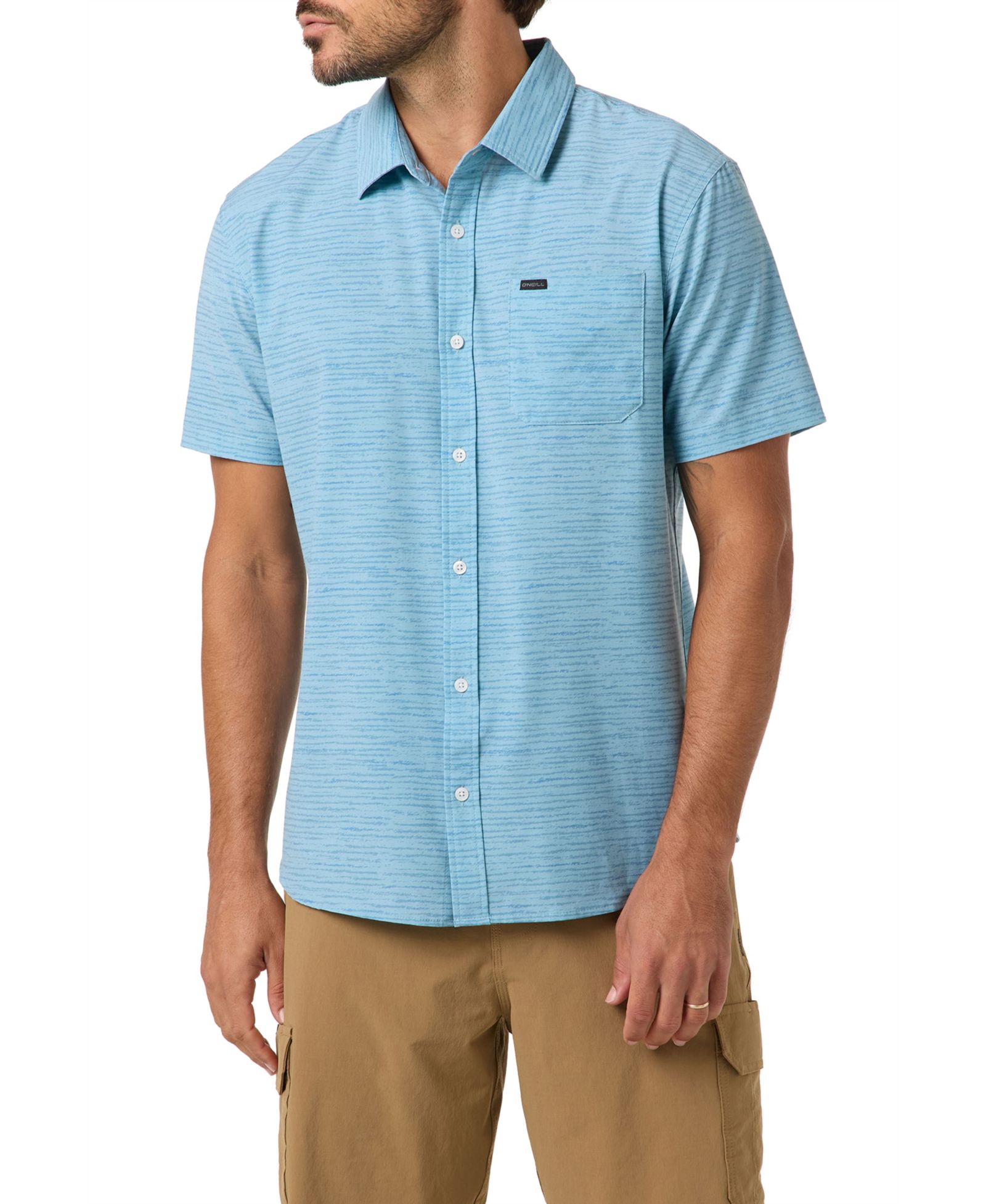 O'Neill Men's TRVLR UPF Traverse Stripe Short Sleeve Shirt