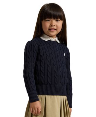 Polo Ralph Lauren Girls' 2T-6X Crewneck Cable Knit Sweater