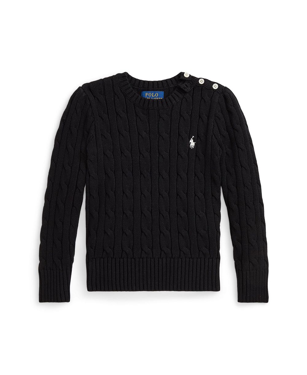 Polo Ralph Lauren Girls' 2T-6X Crewneck Cable Knit Sweater