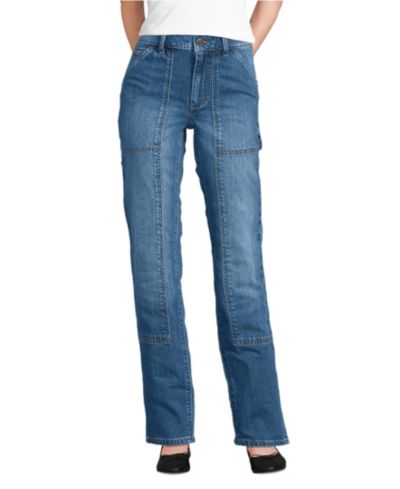 Женские джинсы Lands' End Soft Denim с высокой посадкой и прямыми штанинами