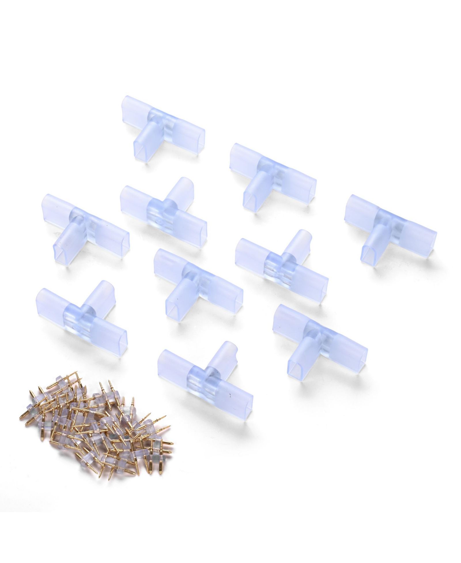 DELight 10 Pieces 2 Wire Splice Connector T Shape for DELight Warm White LED Neon Rope Light DSL001
