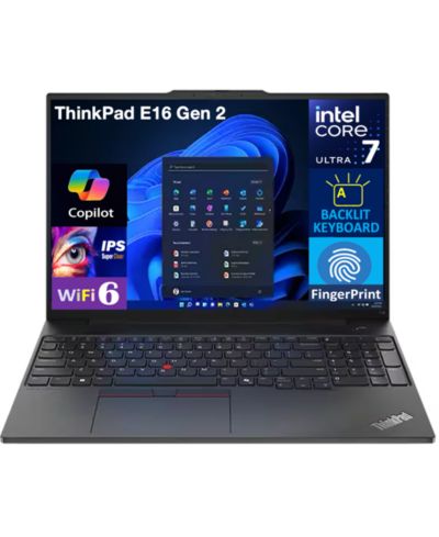 Lenovo ThinkPad E16 Gen 2 Laptop 16.0" IPS FHD Display (Intel Core Ultra 7 155U, 32GB DDR5, 512GB SSD, Intel Graphics,FP, TB4, WiFi 6, Win 11 Home)