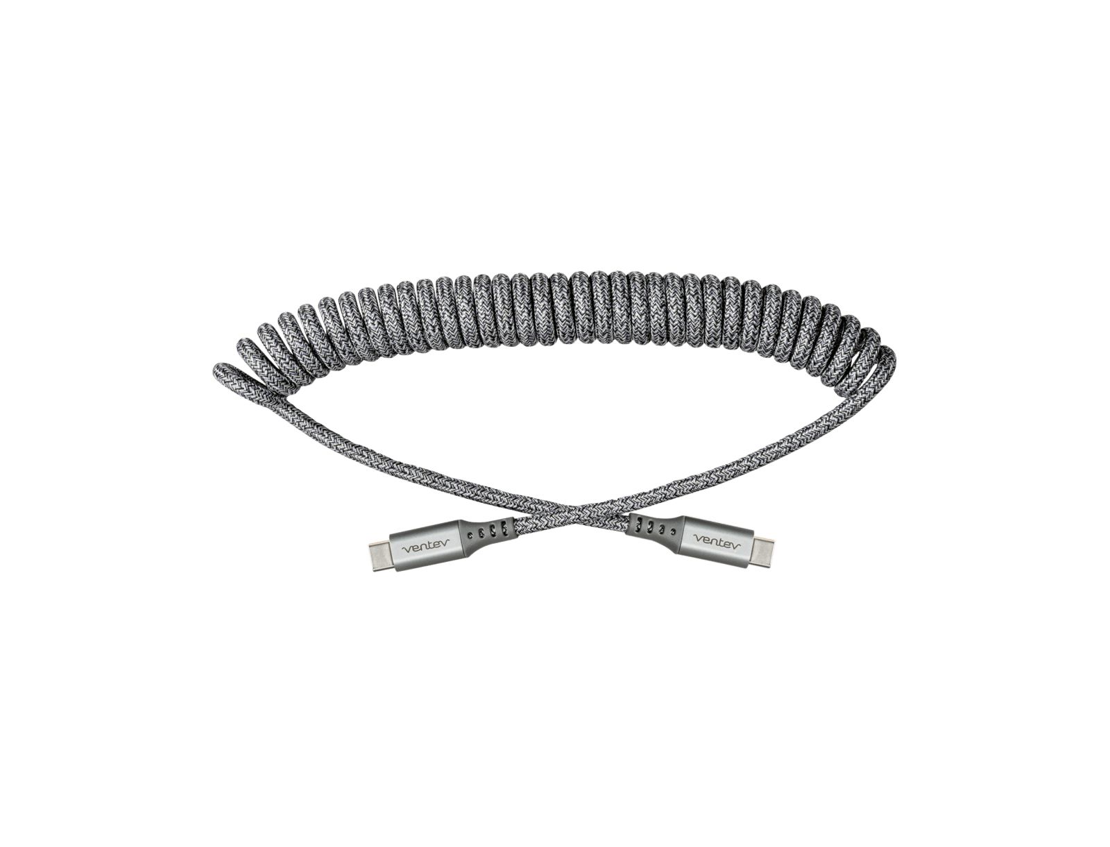 Ventev Helix 3-Foot Coiled Travel USB-C to USB-C Cable, Compatible with USB-C Devices