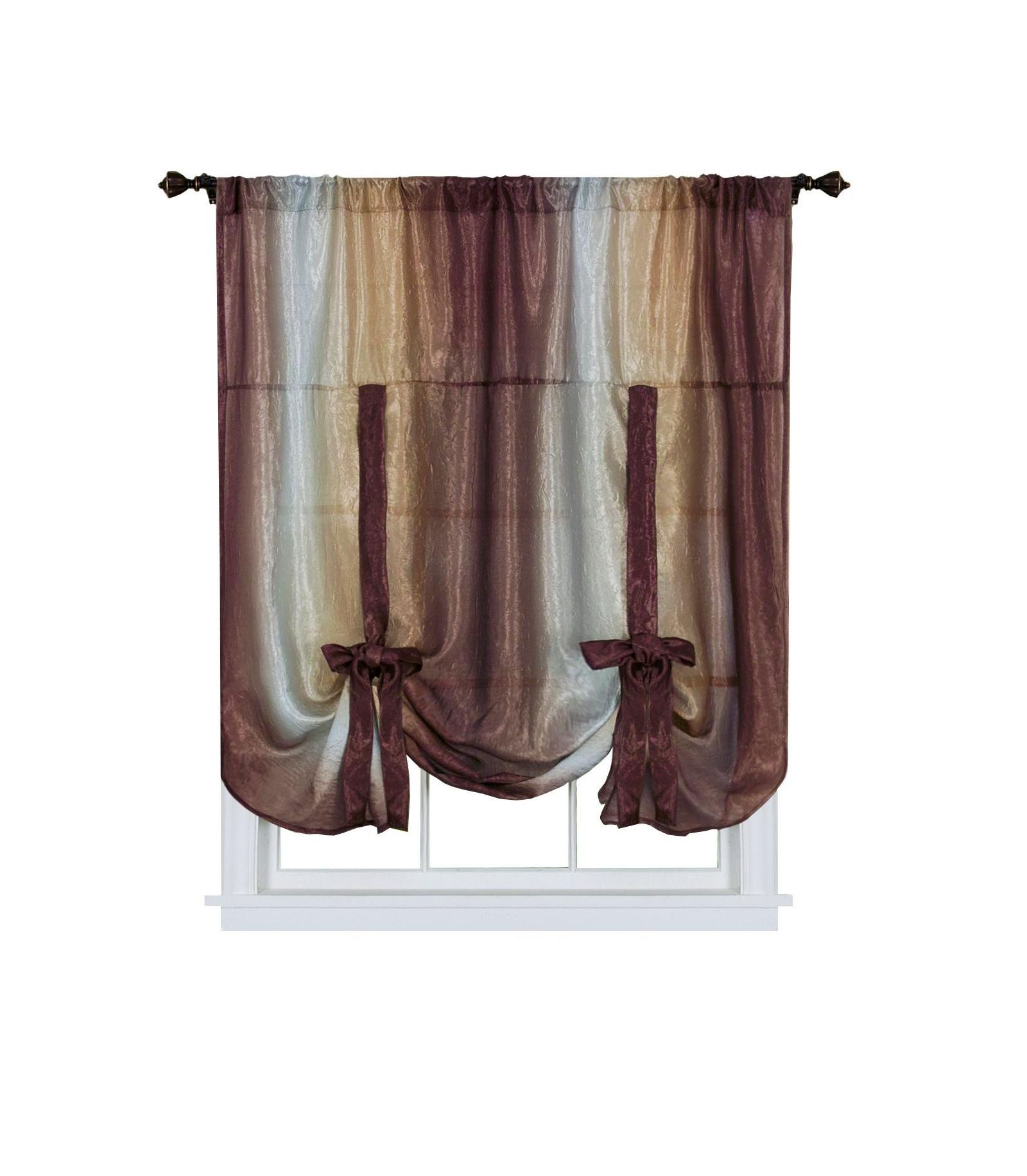 GoodGram Ombre Crushed Satin Sheer Single Tie Up Shade, 50" W x 63" L