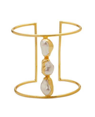 22k Gold-Plated Adjustable Kora Bracelet with Baroque Shell Pearls