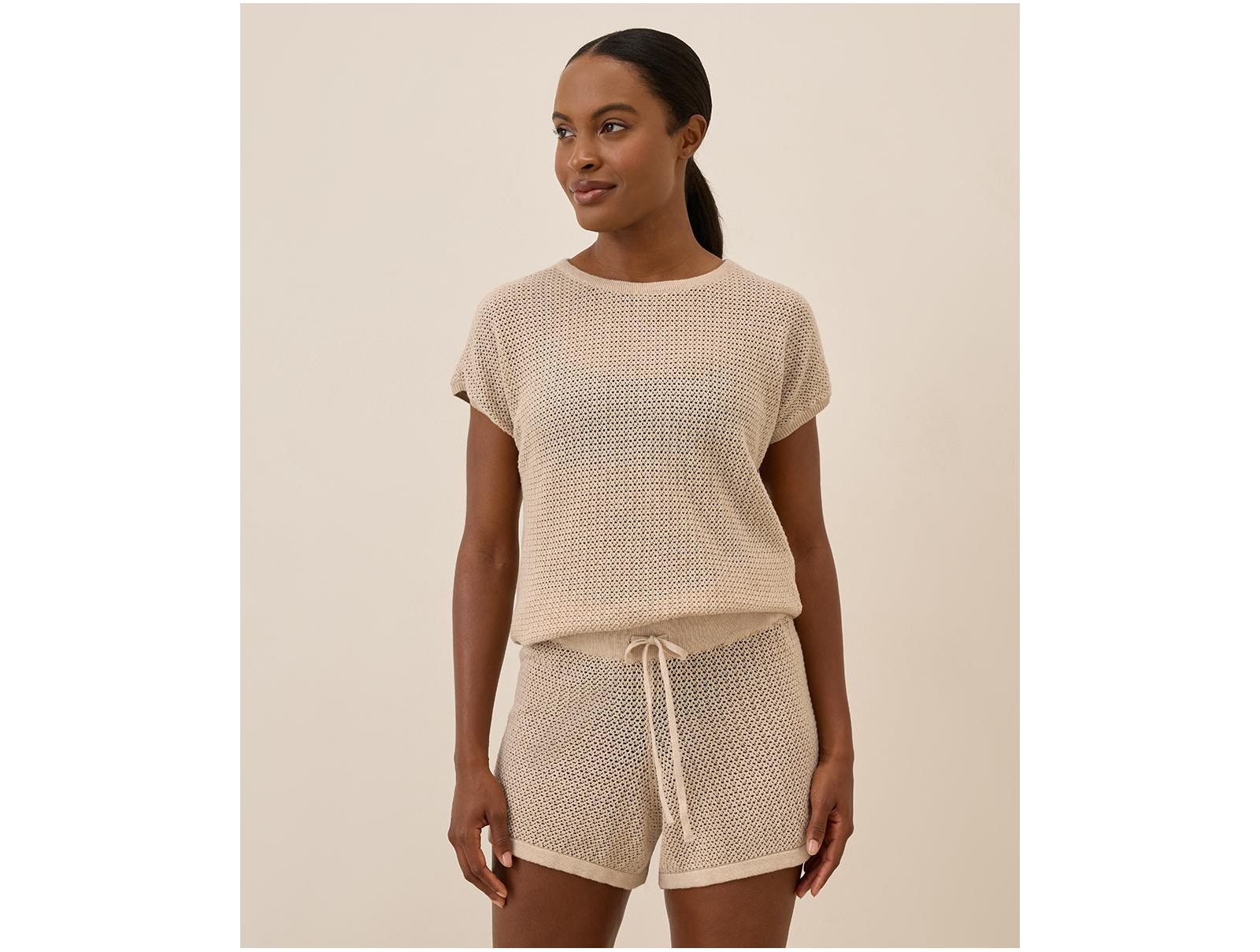 Pact Топ Pact Beachside Crochet Knit Short Sleeve