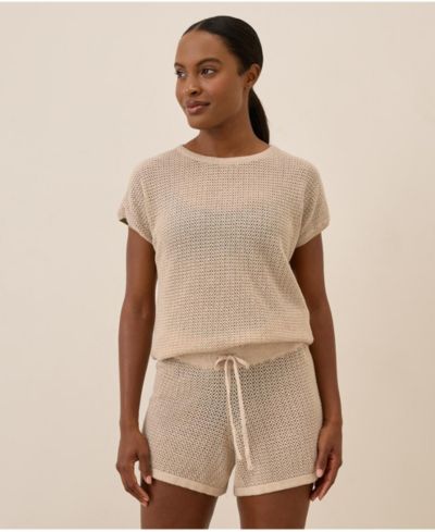 Pact Топ Pact Beachside Crochet Knit Short Sleeve