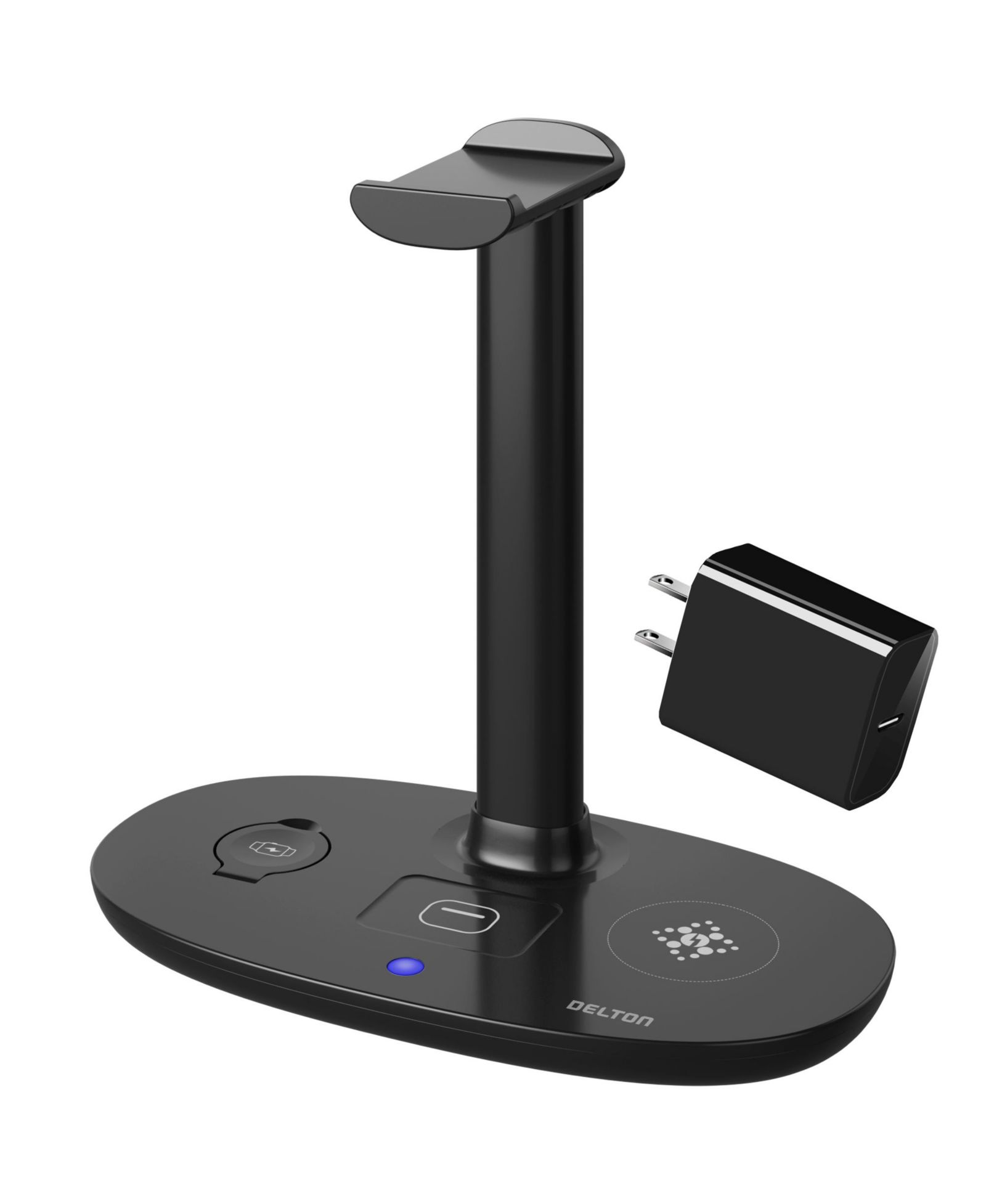 Delton HS1 Wireless 3-in-1 Charging Stand for iPhones, Apple Watch, AirPods, and Qi Devices