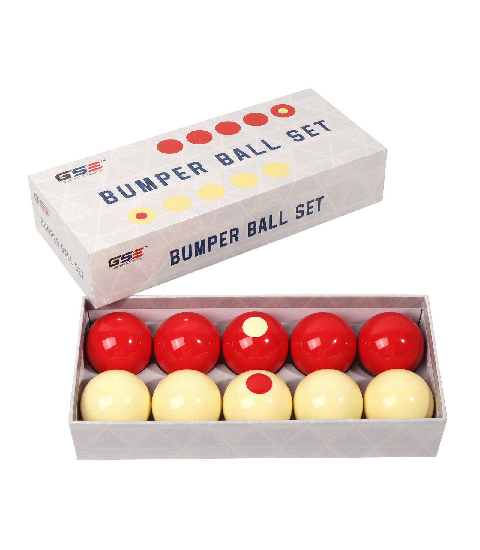 GSE Games & Sports Expert 2-1/8" Regulation Size Bumper Pool Balls, Standard Set of 10 Billiard Bumper Ball Set