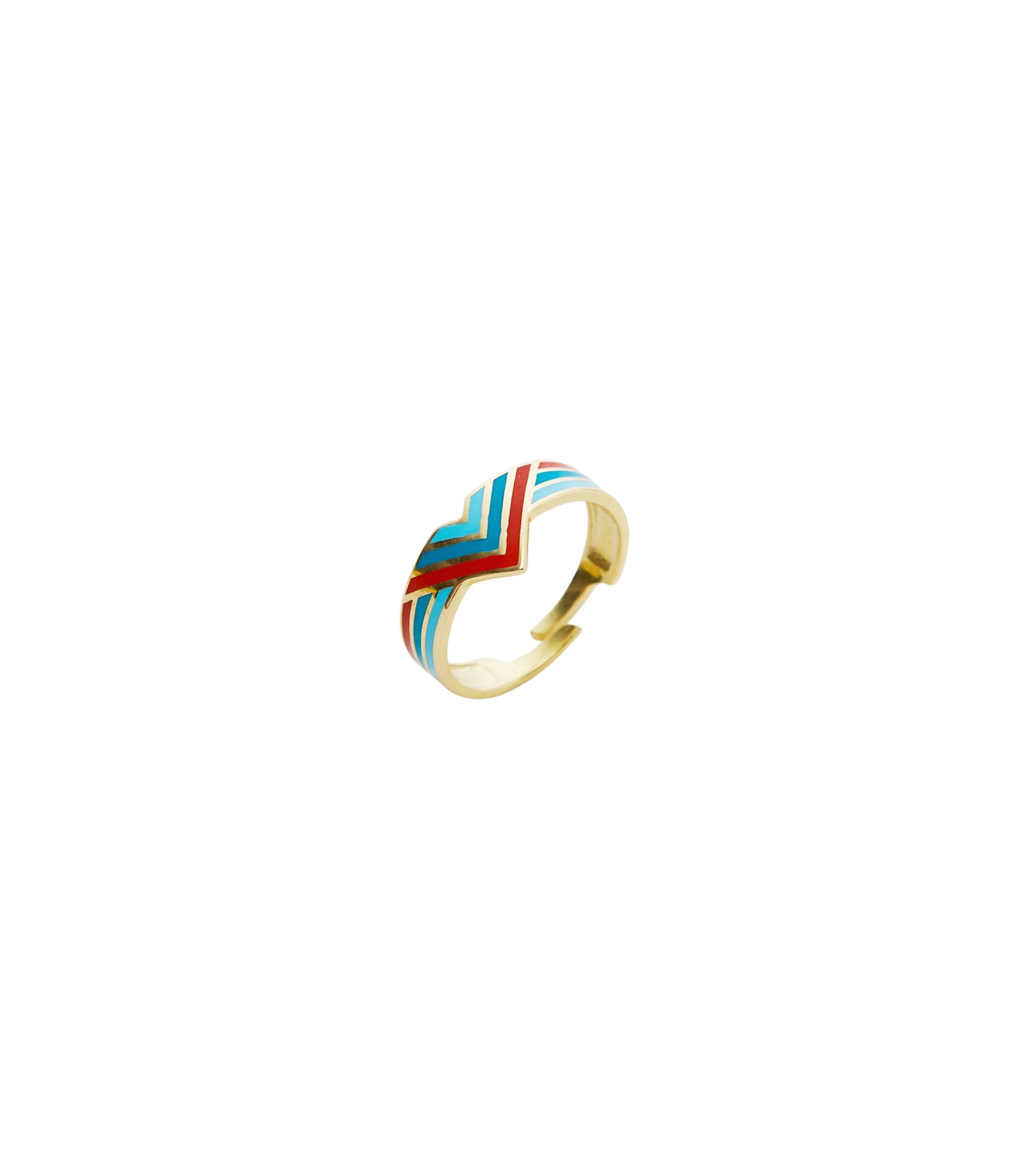 Enamel Four Color Sterling Arrow Band Ring