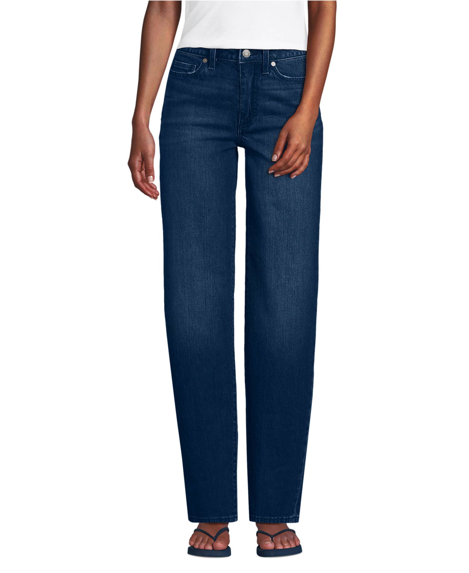 Женские джинсы Lands' End Soft Denim Mid Rise Relaxed Straight Leg
