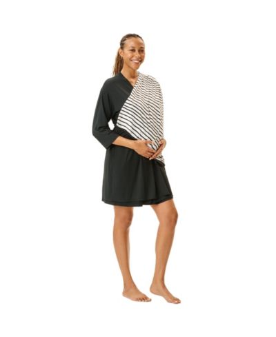 Motherhood Maternity Maternity Motherhood Robe and Nursing Chemise Sleep Set with Baby Swaddle