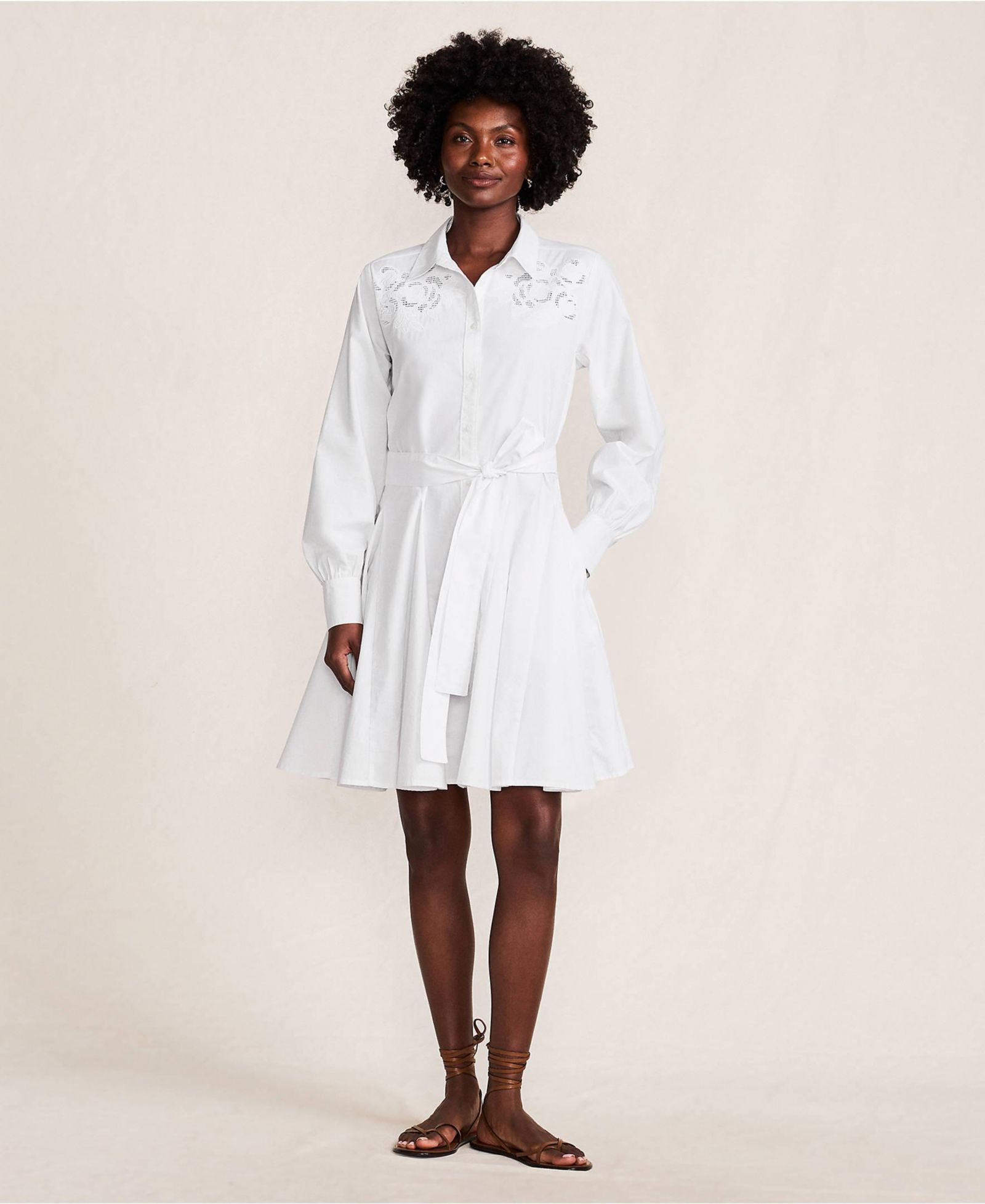 Женское платье Lands' End Embroidered Poplin Button Front