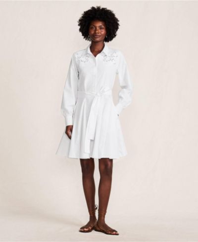 Женское платье Lands' End Embroidered Poplin Button Front
