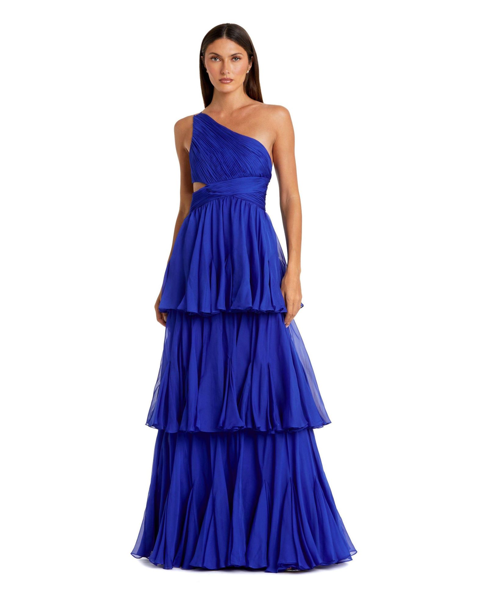 Вечернее платье Mac Duggal Women's One Shoulder Tiered Chiffon