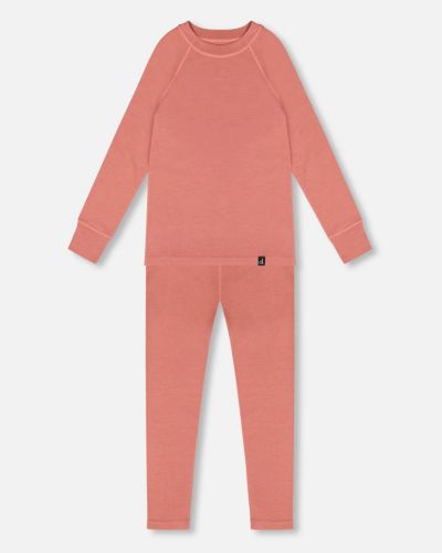 Deux par Deux Girl Merino Wool Base Layer Set Dusty Pink - Toddler|Child