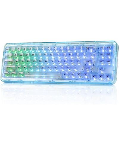 Беспроводная механическая клавиатура YUNZII X71 Transparent, 68% Layout, BT5.0/2.4G/USB-C Gasket Mount с RGB подсветкой для Windows/Mac